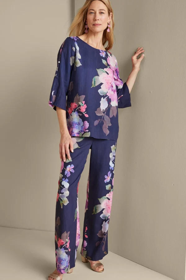 Feminine Flourish | Into The Blues-Soft Surroundings Lizette Wide-Leg Pant Marseille Floral Exploded