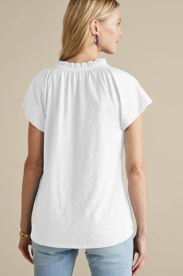 Into The Blues | Vacation Shop-Soft Surroundings Loretta SUPIMA® Slub Tee Azure Blue