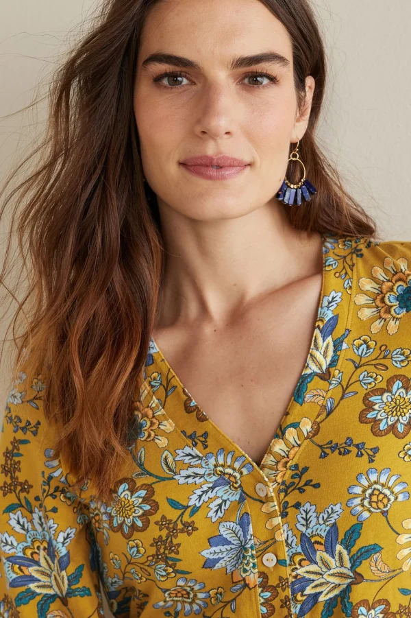long sleeve | shirts-Soft Surroundings Lorna Button Front Top Swedish Blue