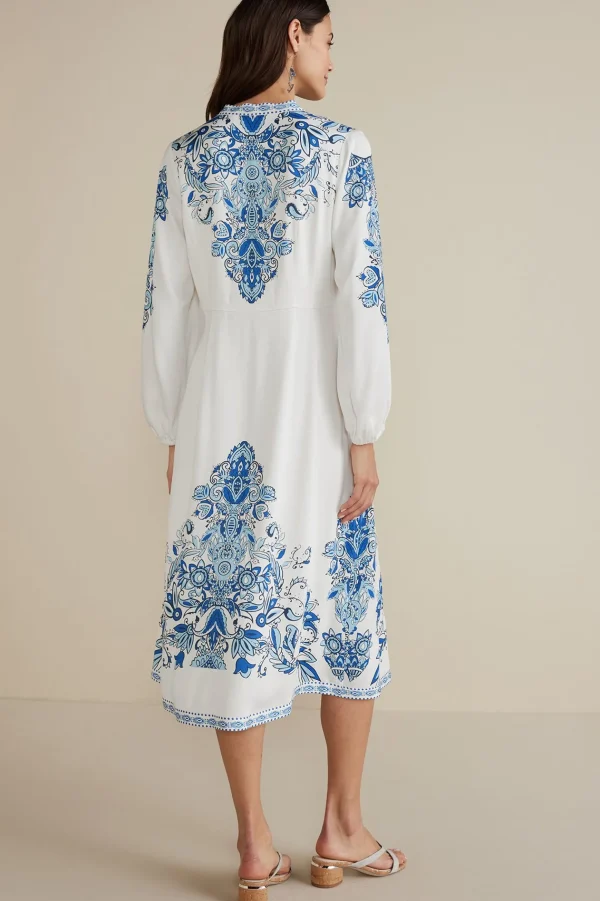patterned | mid-length-Soft Surroundings Louise Midi Dress Perissa Scarf