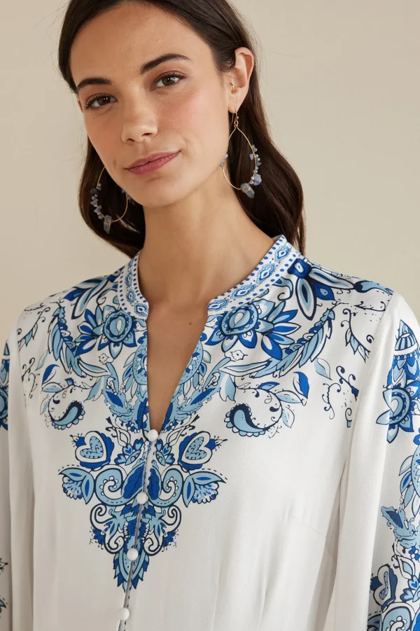 patterned | mid-length-Soft Surroundings Louise Midi Dress Perissa Scarf