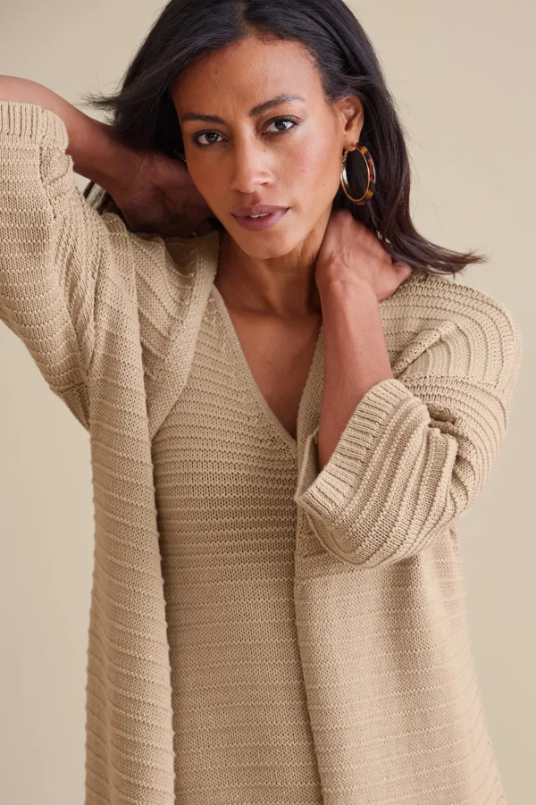 Sweaters & Cardigans | elbow length-Soft Surroundings Lucera Cardigan Sand Dune