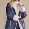 Into The Blues | Jackets & Coats-Soft Surroundings Lucerne Shearling Coat Nightshadow Blue