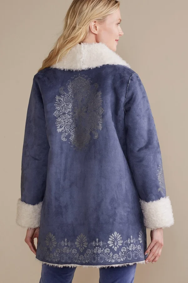 Into The Blues | Jackets & Coats-Soft Surroundings Lucerne Shearling Coat Nightshadow Blue