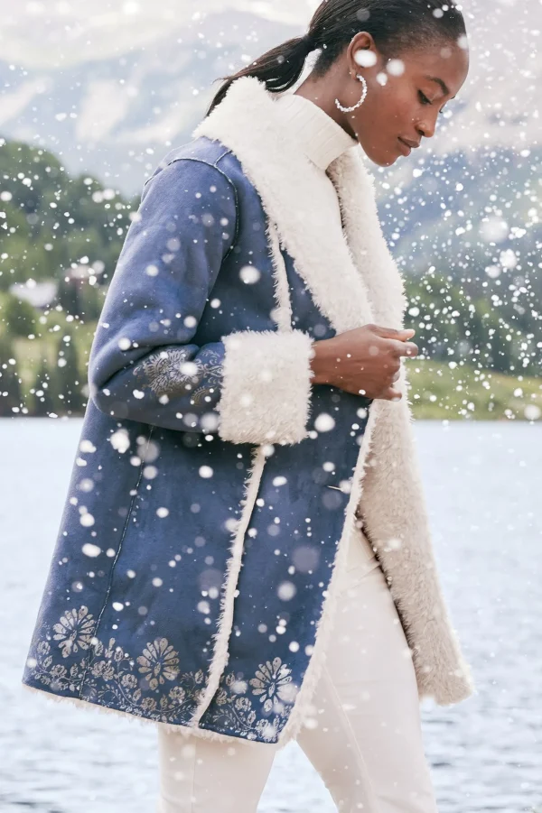 Into The Blues | Jackets & Coats-Soft Surroundings Lucerne Shearling Coat Nightshadow Blue