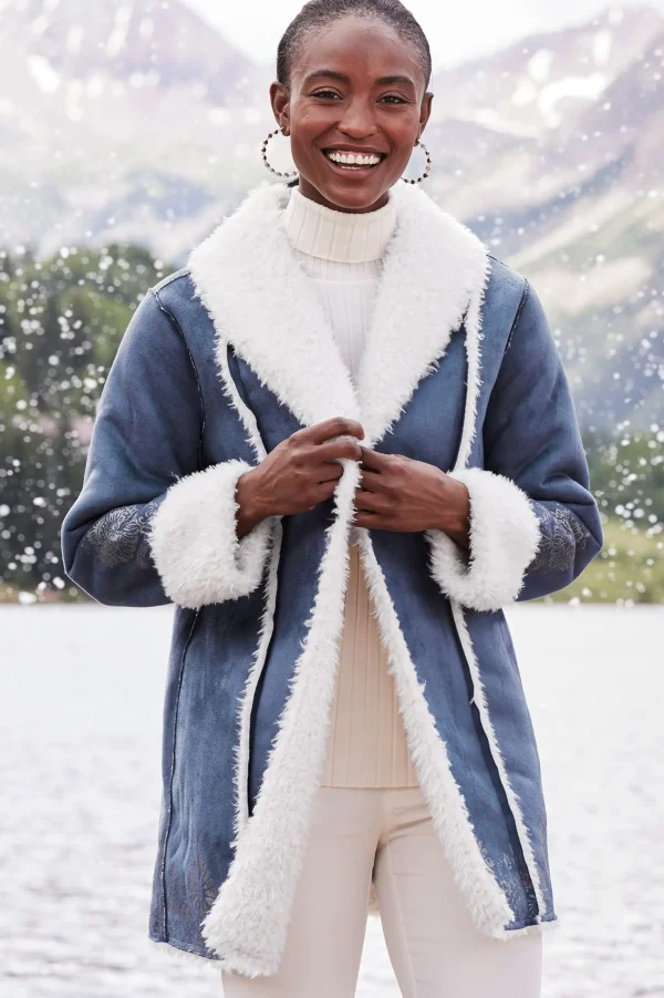 Into The Blues | Jackets & Coats-Soft Surroundings Lucerne Shearling Coat Nightshadow Blue