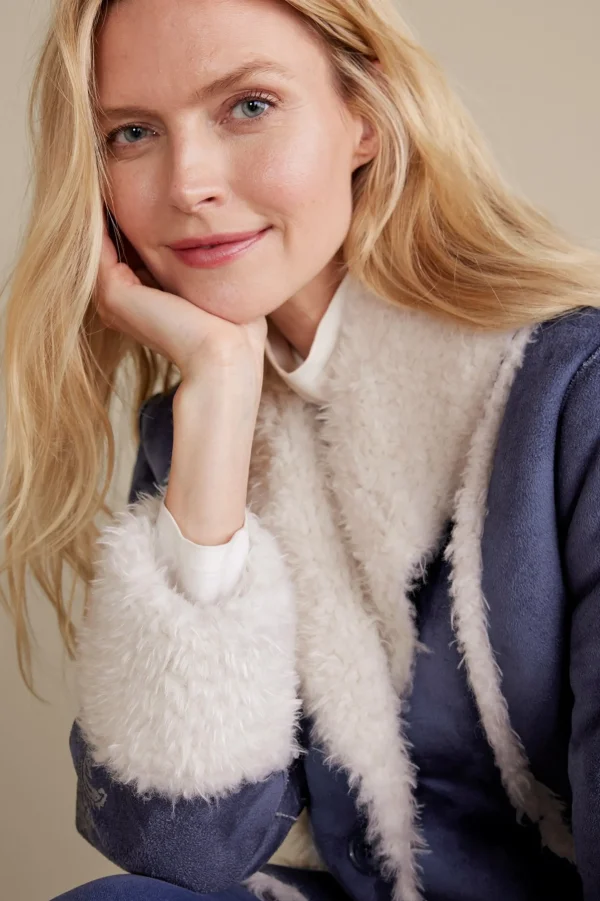 Into The Blues | Jackets & Coats-Soft Surroundings Lucerne Shearling Coat Nightshadow Blue