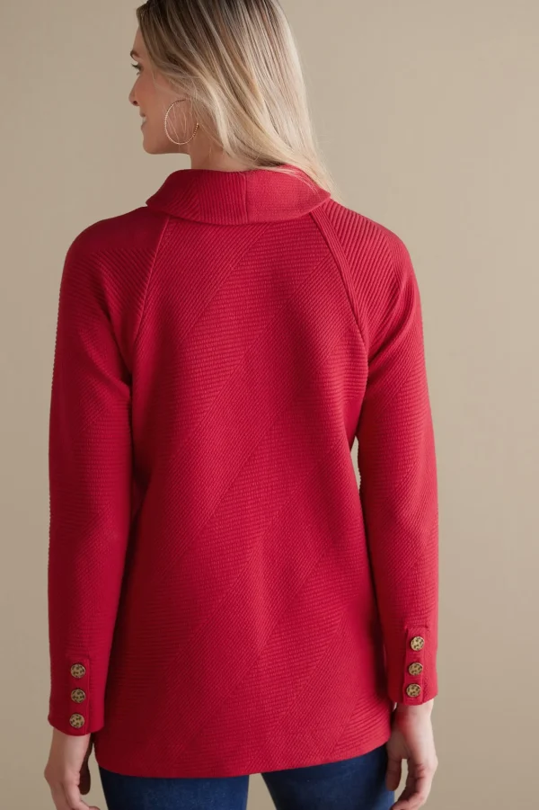 Everyday Styles | long sleeve-Soft Surroundings Macie Pullover Sangria Red