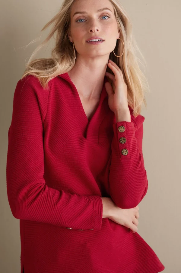 Everyday Styles | long sleeve-Soft Surroundings Macie Pullover Sangria Red