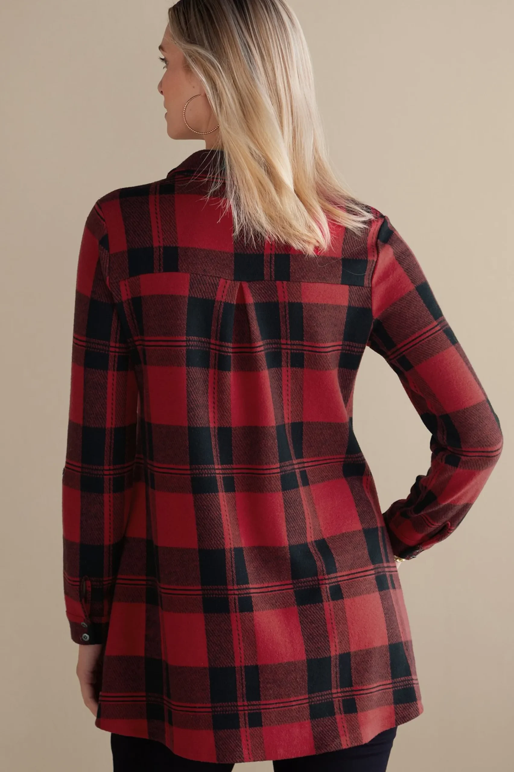 mad_about_plaid_tunic_2.webp Into The Blues | Wear Now Styles-Soft Surroundings Mad About Plaid Tunic Light Blue Plaid