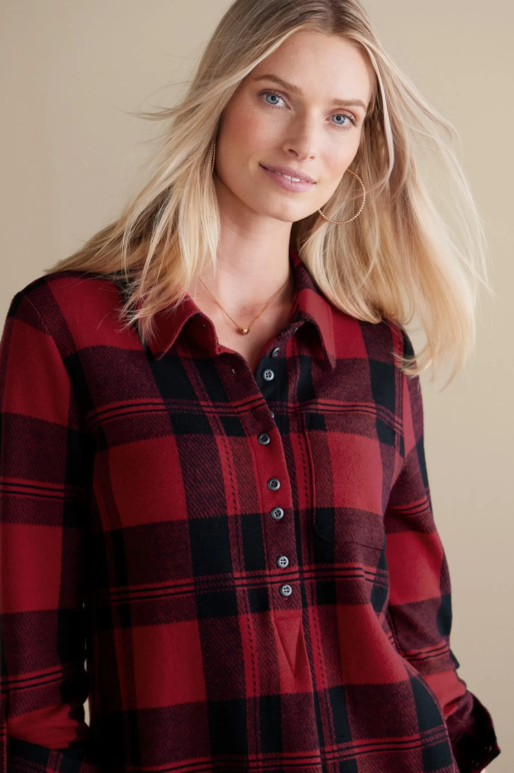 mad_about_plaid_tunic_4.webp Into The Blues | Wear Now Styles-Soft Surroundings Mad About Plaid Tunic Light Blue Plaid