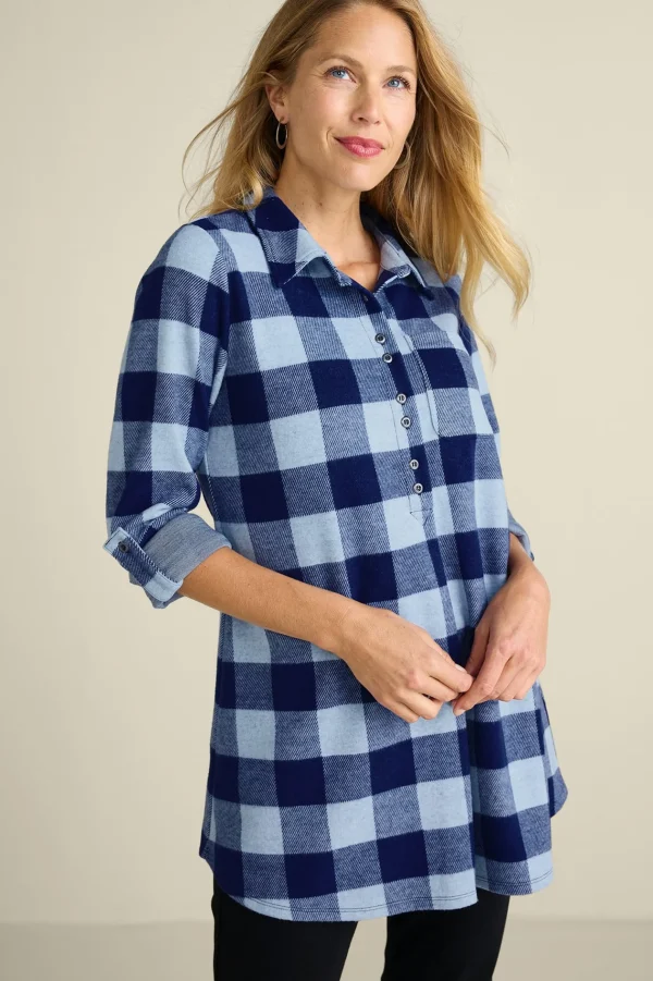 Everyday Styles | long sleeve-Soft Surroundings Mad About Plaid Tunic I Charcoal