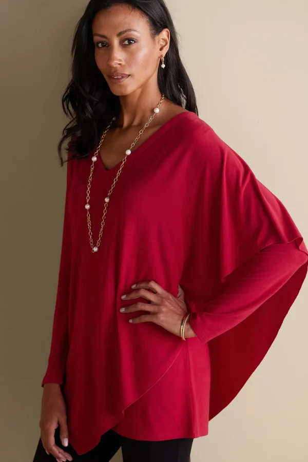 Everyday Styles | long sleeve-Soft Surroundings Madeline Tunic Sangria Red