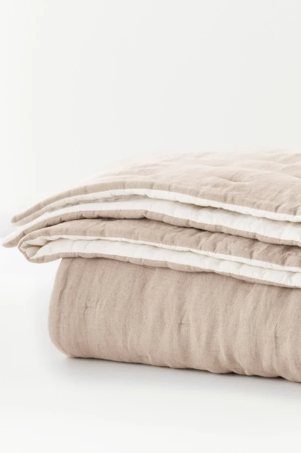quilts, coverlets & duvet covers-Soft Surroundings Marcella Linen Reversible Quilt Natural/Ivory