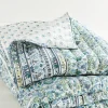 quilts, coverlets & duvet covers-Soft Surroundings Margo Iris Reversible Printed Quilt Indigo Multi