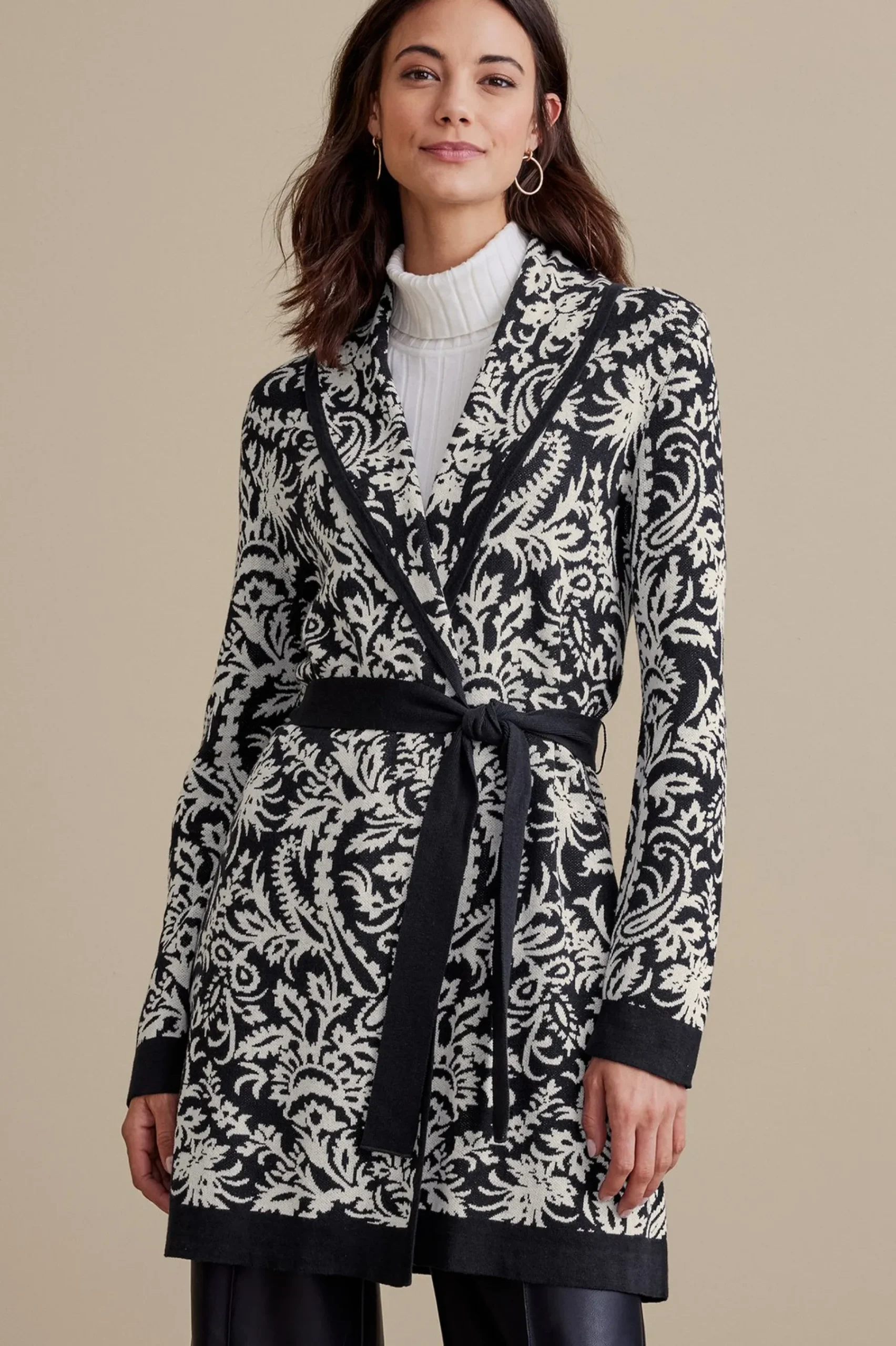 marika_jacquard_cardigan_1.webp Feminine Flourish | Sweaters & Cardigans-Soft Surroundings Marika Jacquard Cardigan Antique White