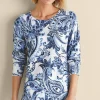 Feminine Flourish | Into The Blues-Soft Surroundings Marin Sweater Navy Blue Floral Paisley