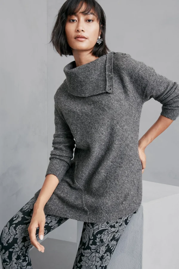 Sweaters & Cardigans | long sleeve-Soft Surroundings Maxine Sweater Dark Grey Heather
