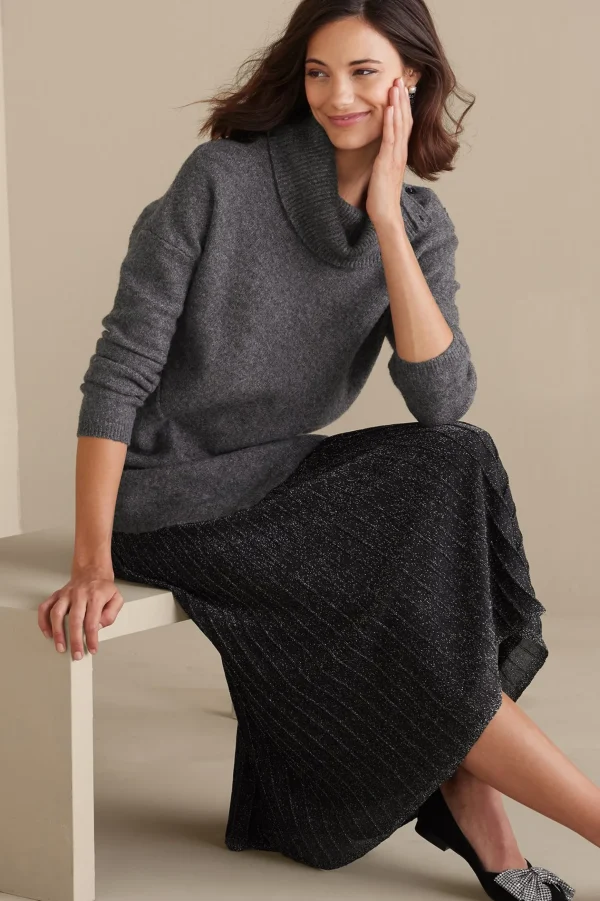 Sweaters & Cardigans | long sleeve-Soft Surroundings Maxine Sweater Dark Grey Heather