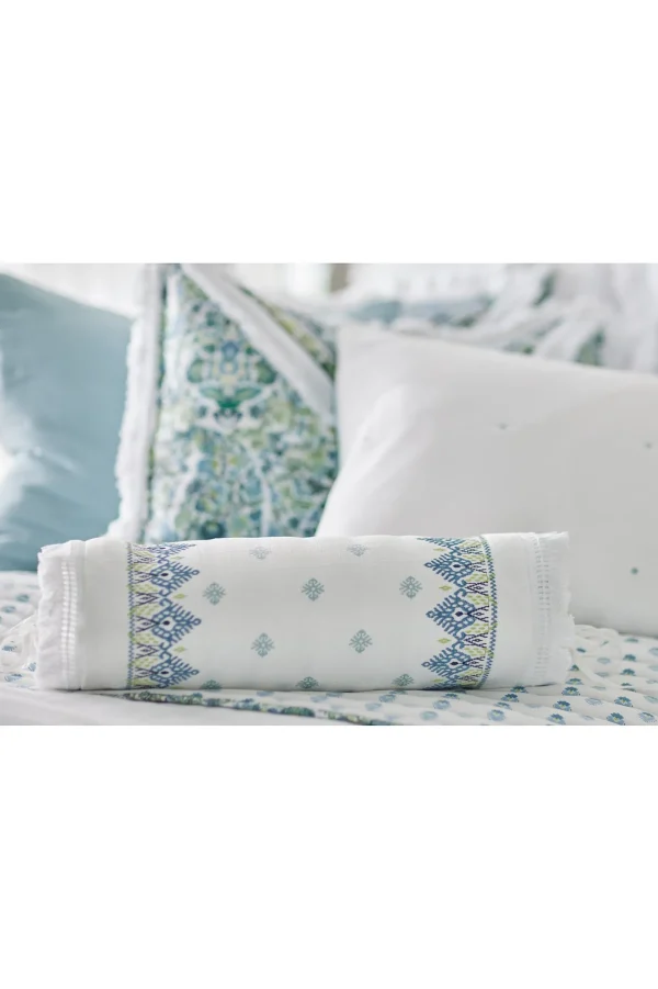 pillows-Soft Surroundings Melanie Embroidered Bolster White