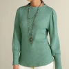 long sleeve | pullovers-Soft Surroundings Melina Waffle Pullover Heather Driftwood