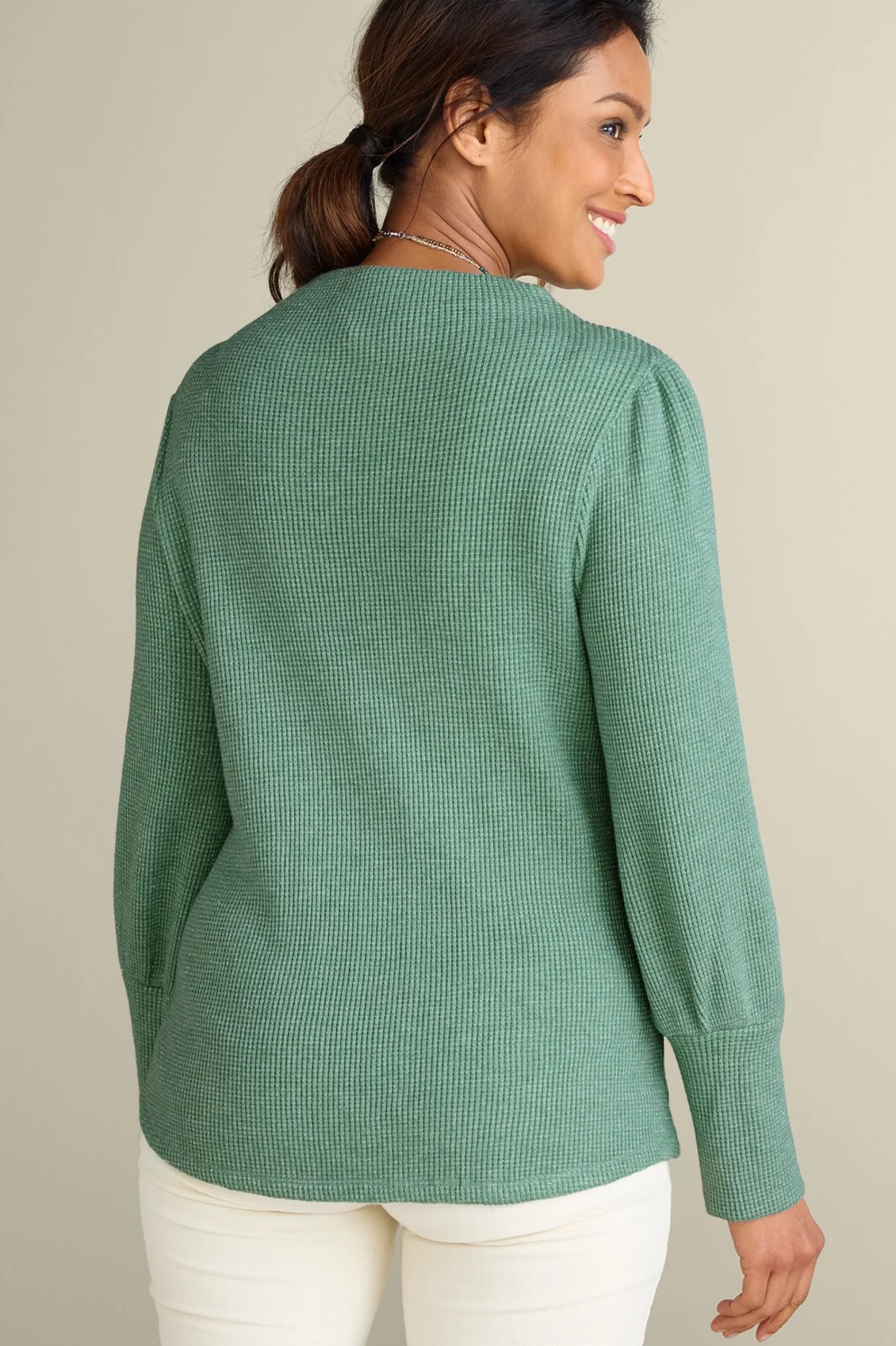 melina_waffle_pullover_2.webp long sleeve | pullovers-Soft Surroundings Melina Waffle Pullover Heather Driftwood
