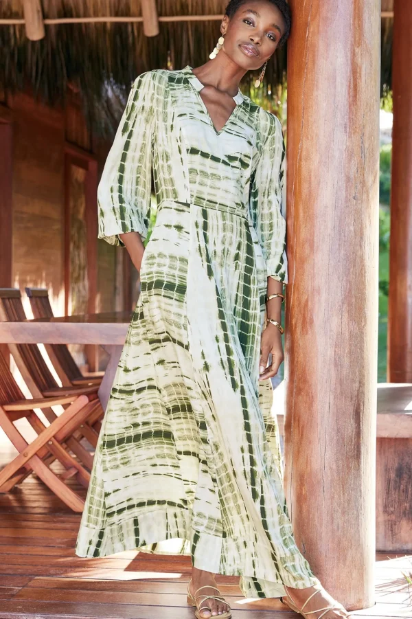 Global Artistry | patterned-Soft Surroundings Melody Dress Green Tie Dye