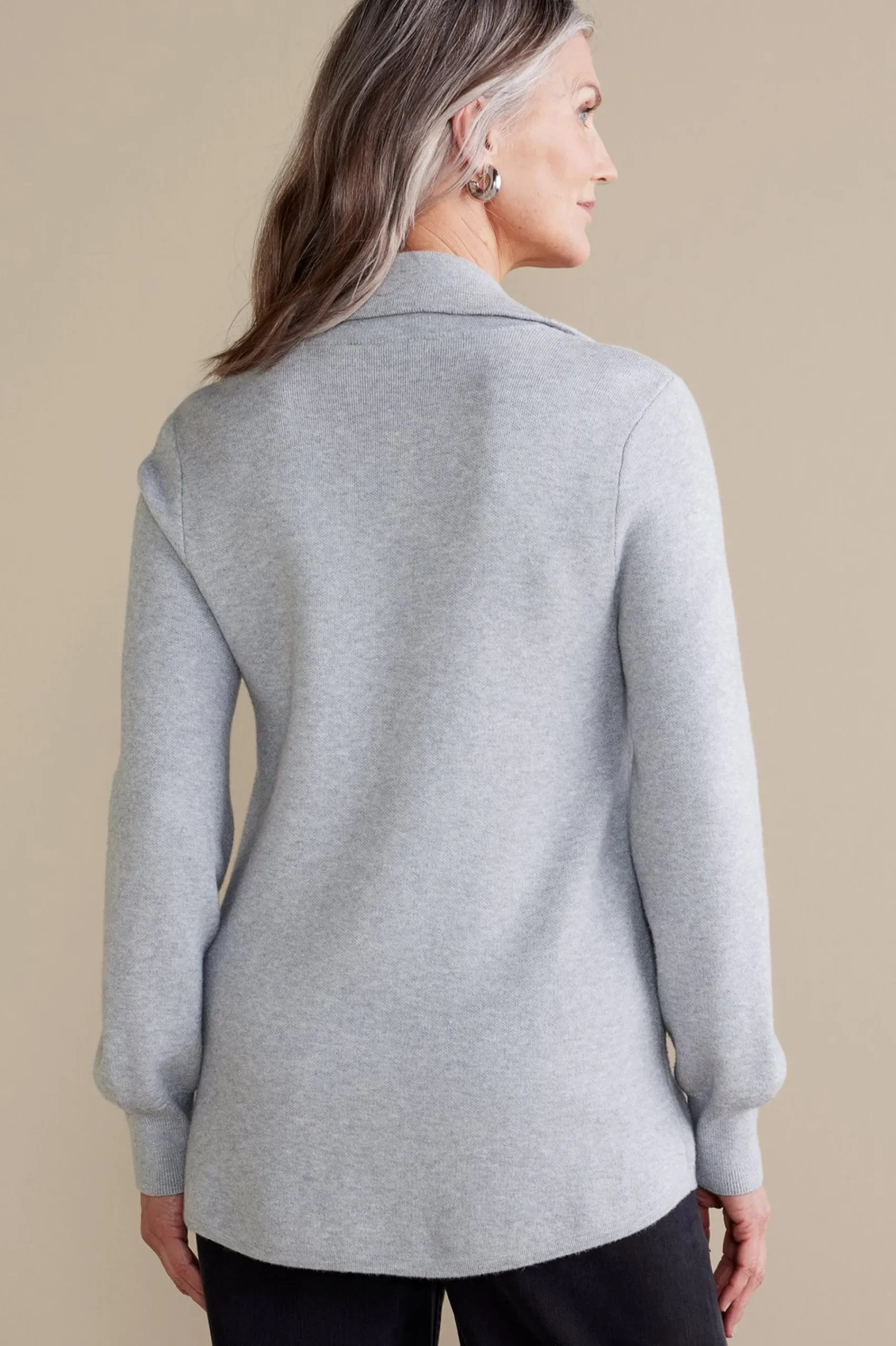 meria_sweater_tunic_2.webp Feminine Flourish | Everyday Styles-Soft Surroundings Meria Sweater Tunic Medium Grey Heather