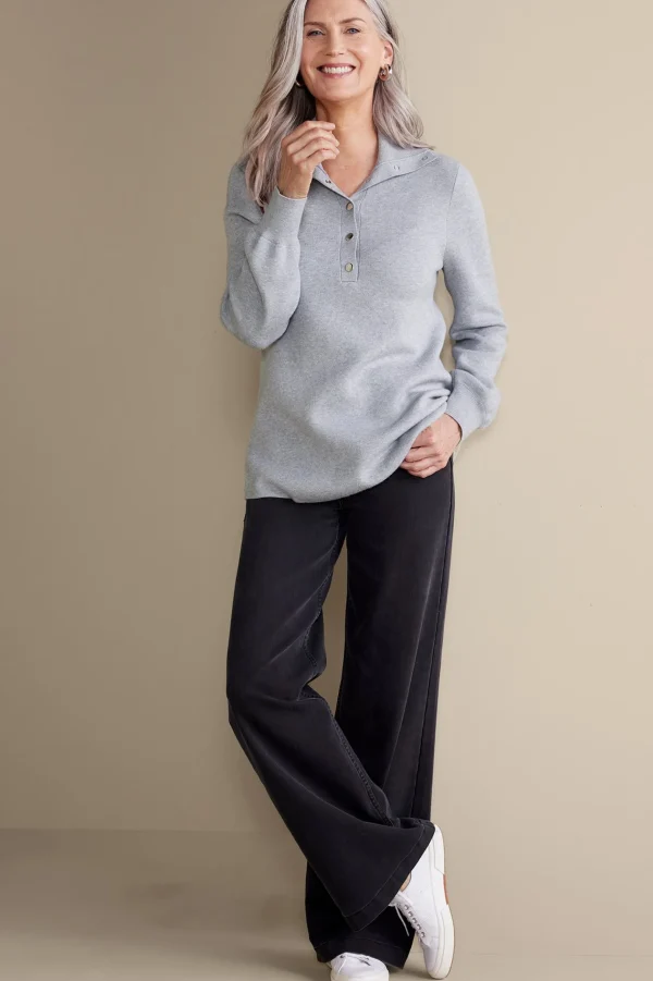 Feminine Flourish | Everyday Styles-Soft Surroundings Meria Sweater Tunic Medium Grey Heather