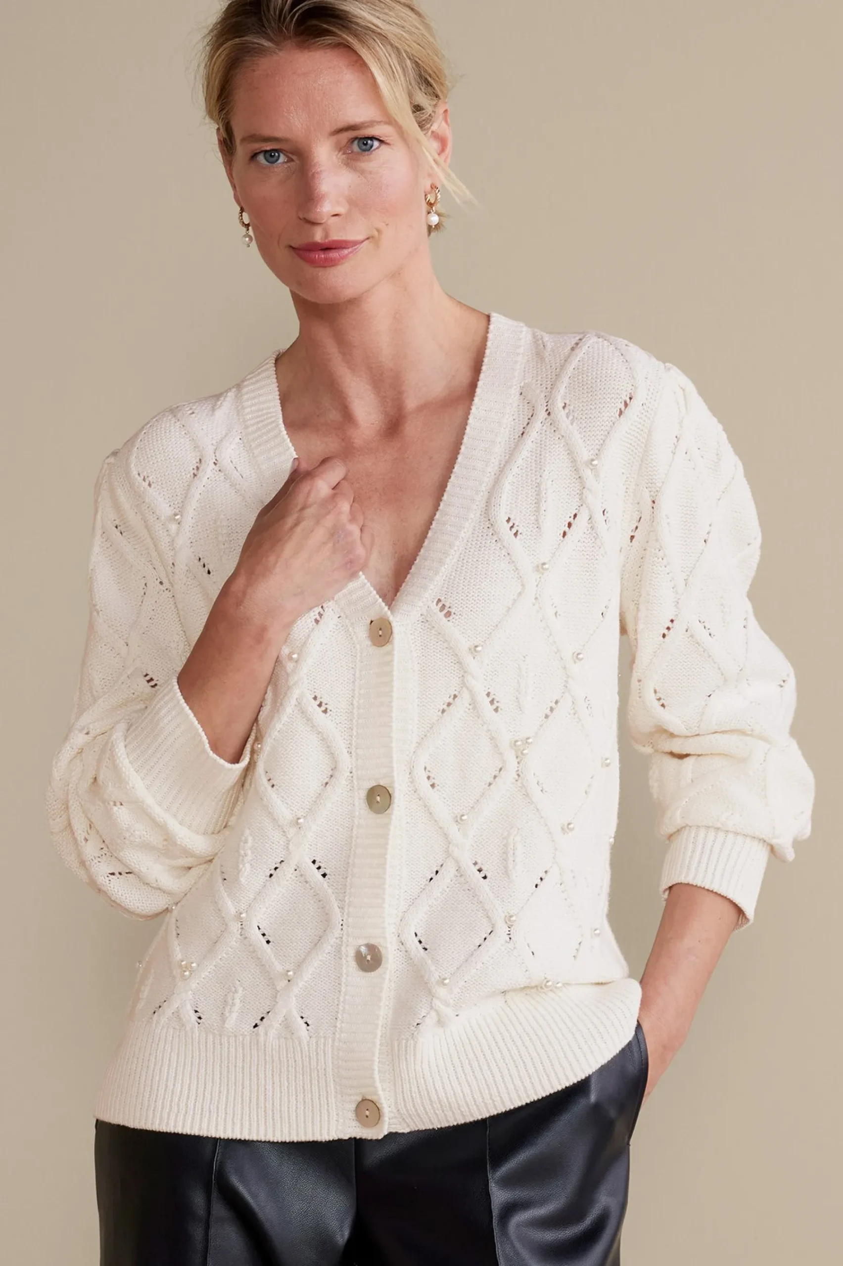 meryl_cable_cardigan_5.webp Everyday Styles | Sweaters & Cardigans-Soft Surroundings Meryl Cable Cardigan Ivory Pearl