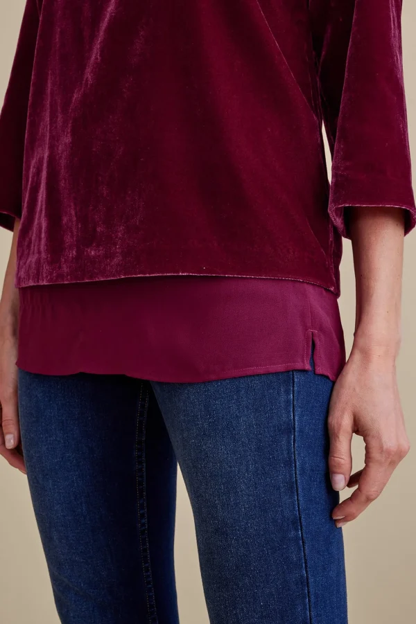 EVelvet Styles | three quarter length-Soft Surroundings Millie Velvet Tunic Dark Fuchsia