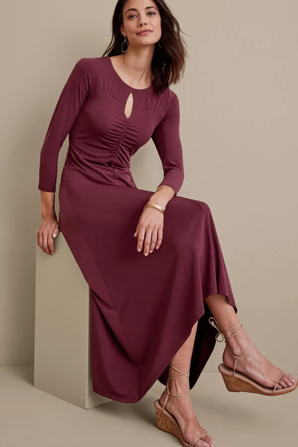between season | solids-Soft Surroundings Monica Knit Dress Purple Wine