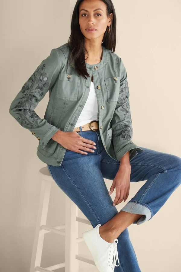 Feminine Flourish | Wear Now Styles-Soft Surroundings Monterey Utility Jacket Agave Green