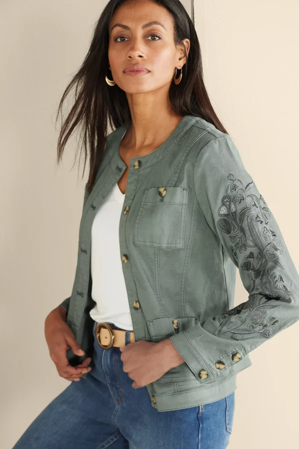 Feminine Flourish | Wear Now Styles-Soft Surroundings Monterey Utility Jacket Agave Green