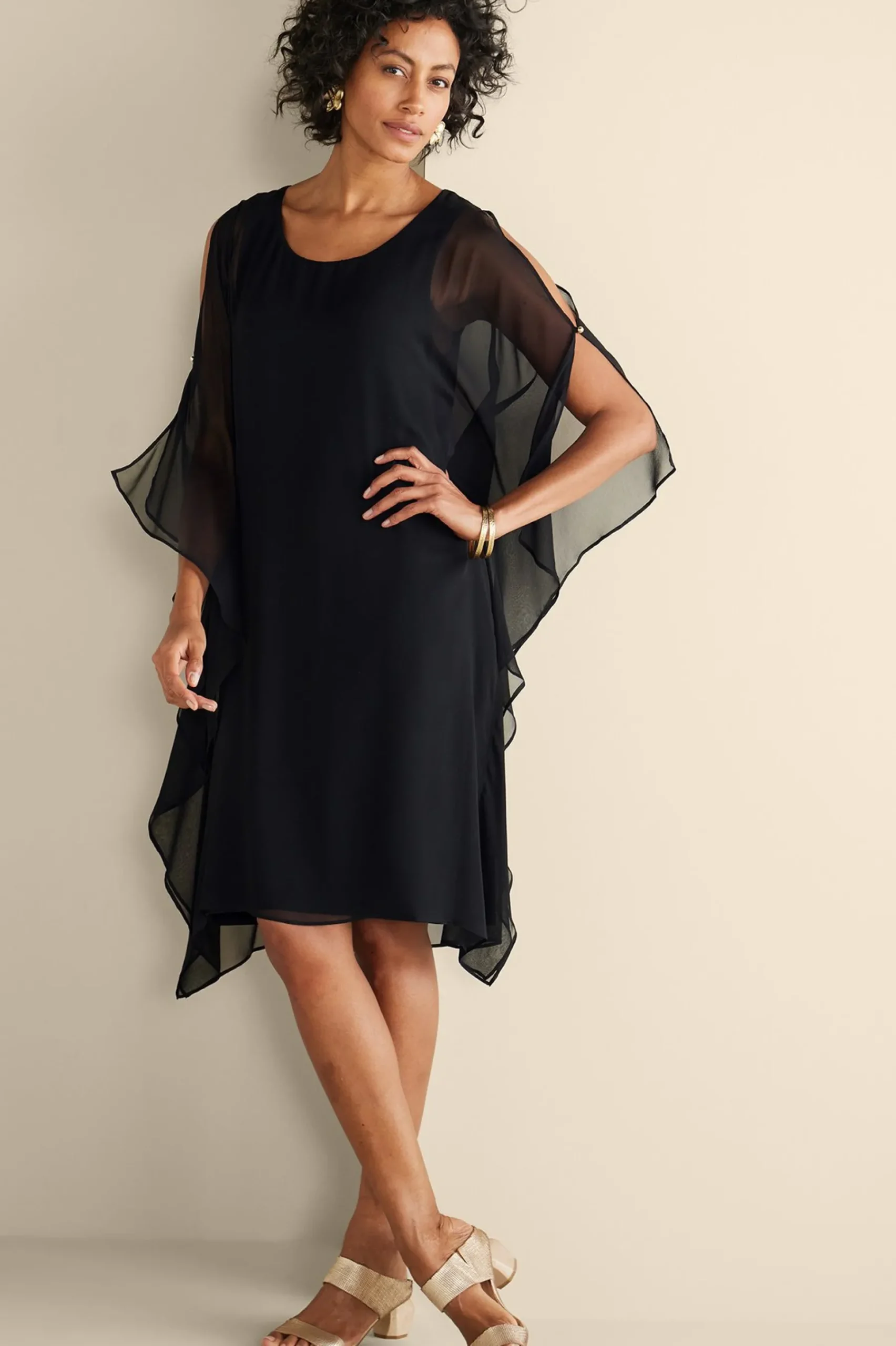 morlaix_silk_dress_0.webp occasion dresses | solids-Soft Surroundings Morlaix Silk Dress Black