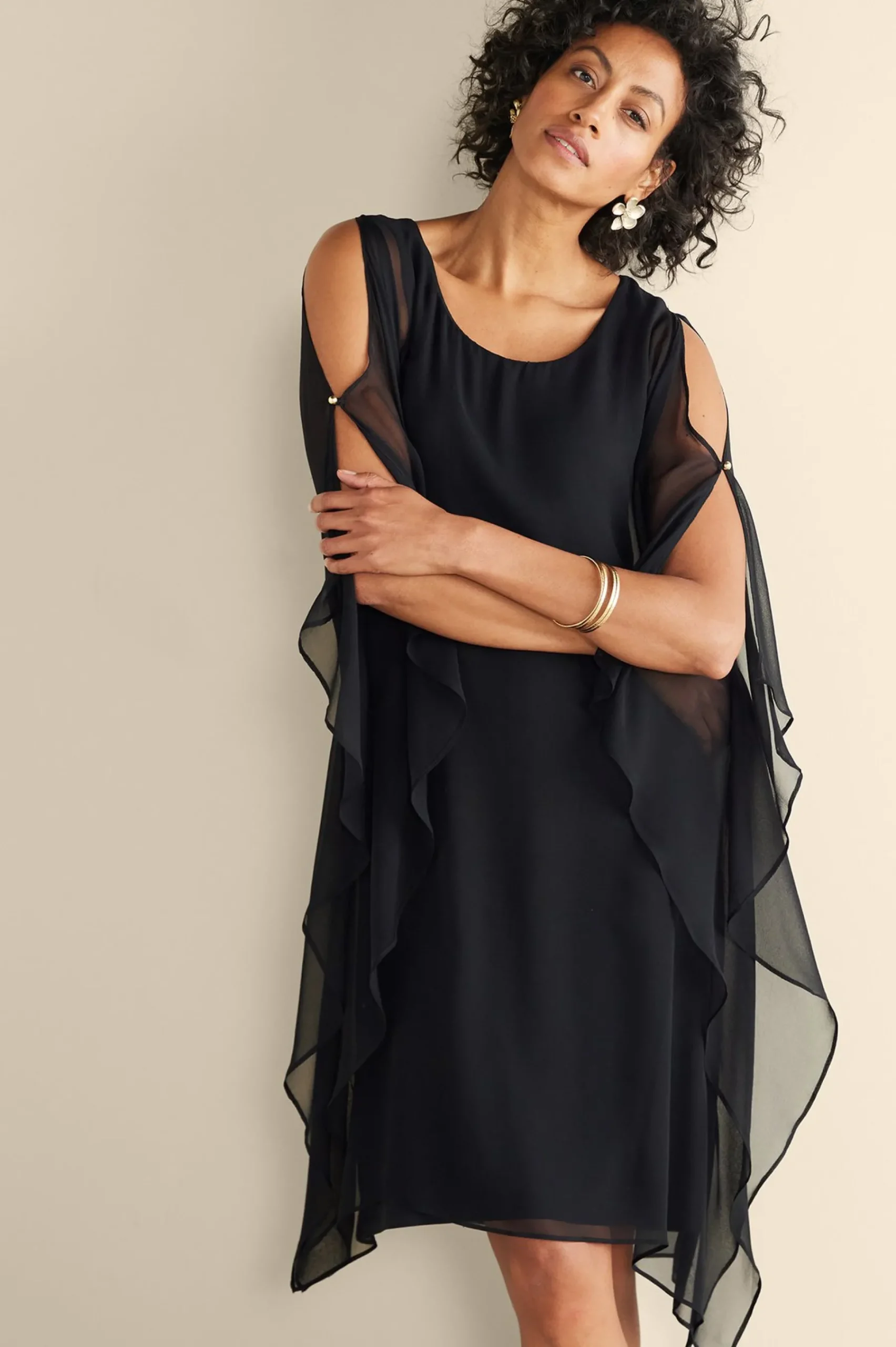 morlaix_silk_dress_1.webp occasion dresses | solids-Soft Surroundings Morlaix Silk Dress Black