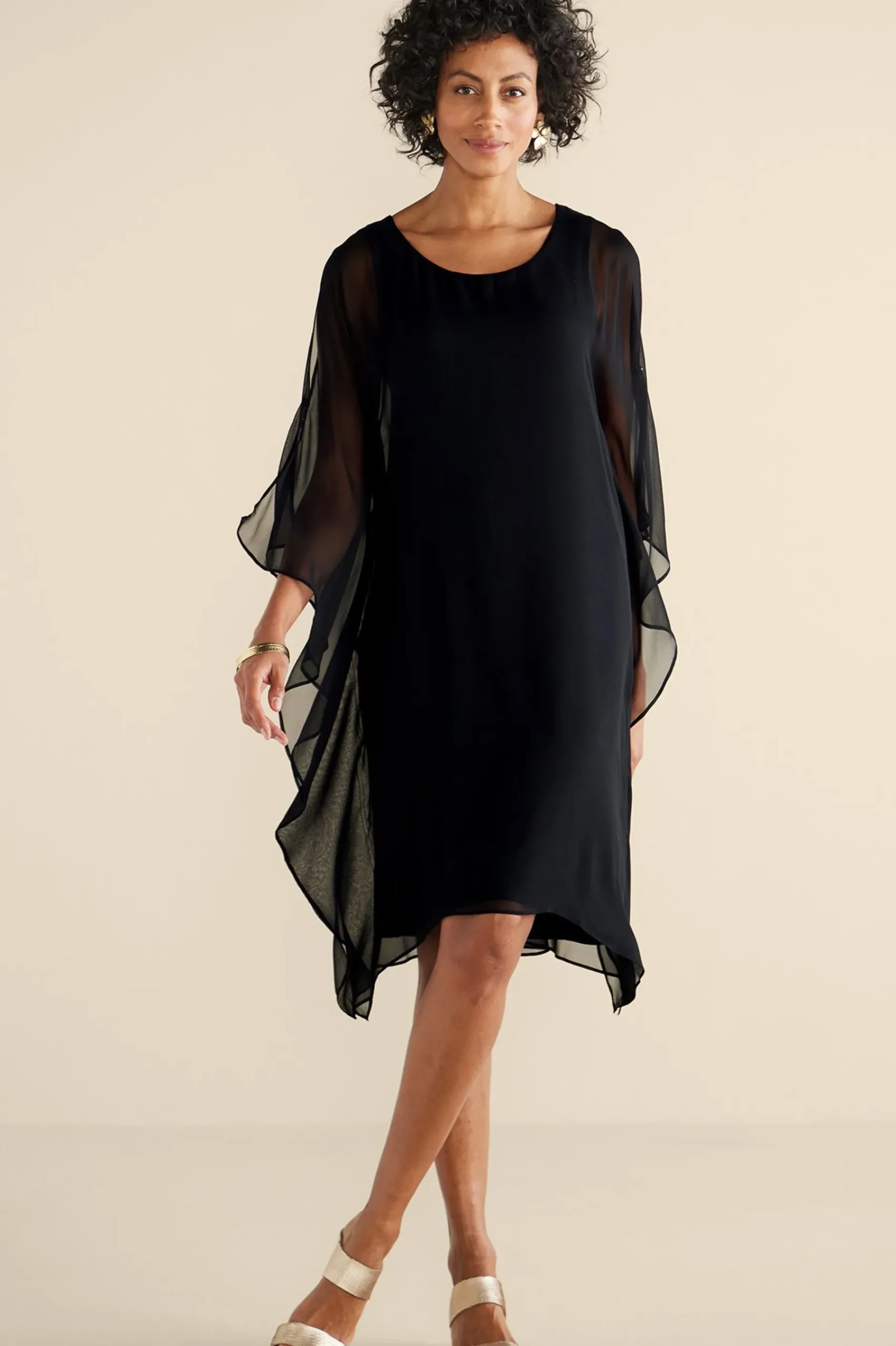 morlaix_silk_dress_4.webp occasion dresses | solids-Soft Surroundings Morlaix Silk Dress Black