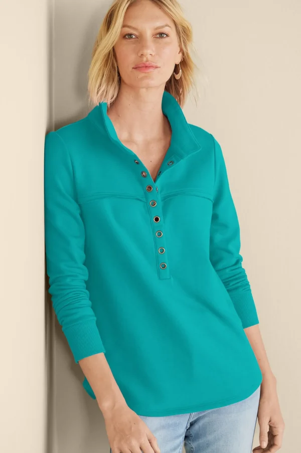 Into The Blues | Wear Now Styles-Soft Surroundings Neera French Terry Tunic Rose Violet