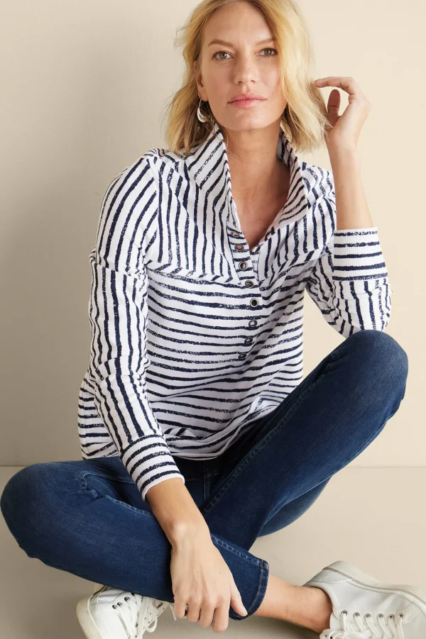 Into The Blues | Wear Now Styles-Soft Surroundings Neera French Terry Tunic Rose Violet
