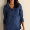 Into The Blues | Wear Now Styles-Soft Surroundings Neera Washed Tunic Denim Blue