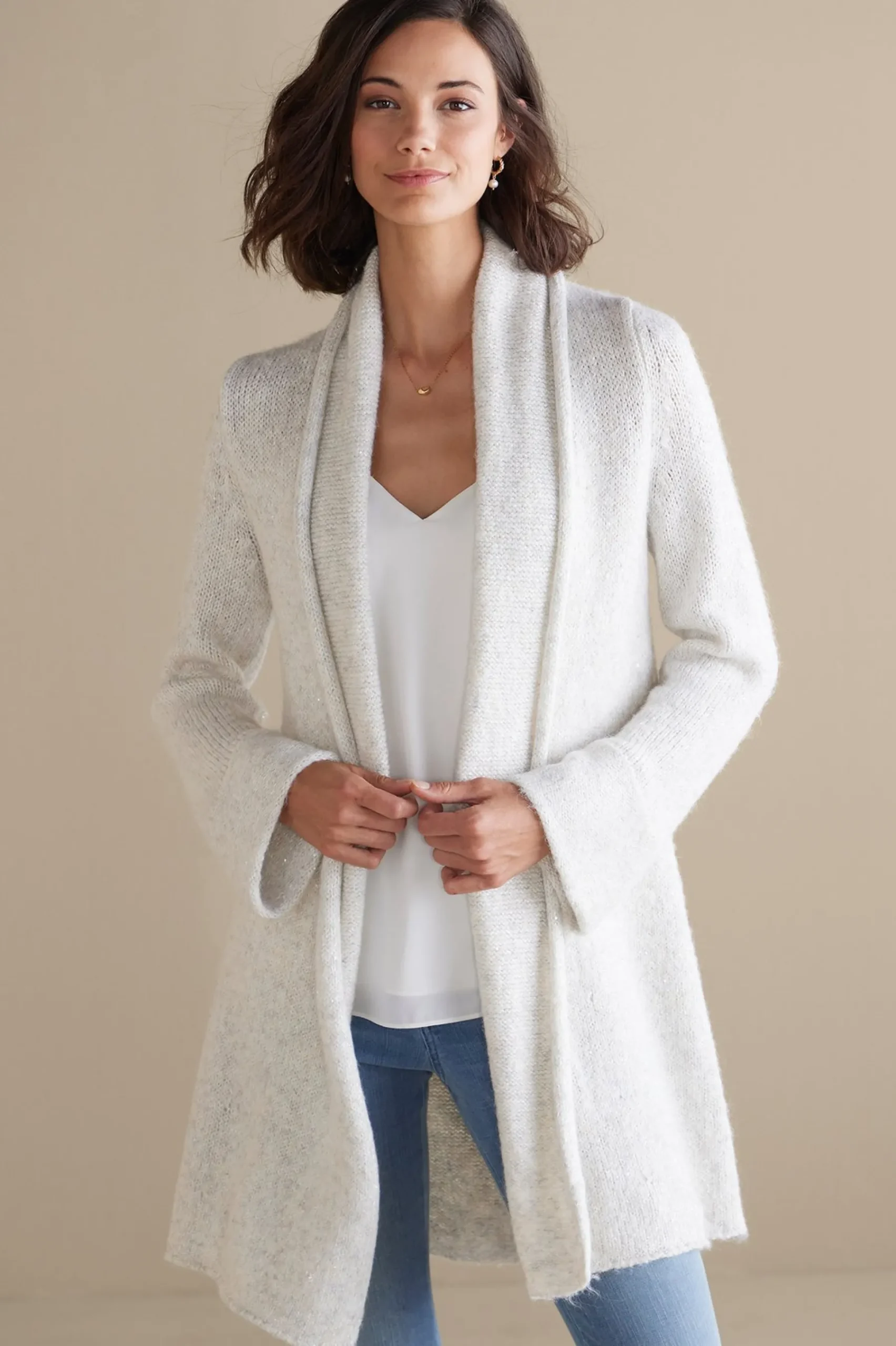 neva_sequin_cardigan_0.webp Everyday Styles | Sweaters & Cardigans-Soft Surroundings Neva Sequin Cardigan Ivory