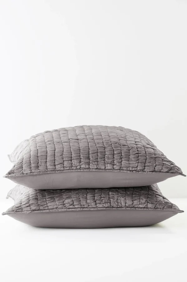 pillowcases & shams-Soft Surroundings Nicolette Crinkle Sham Grey