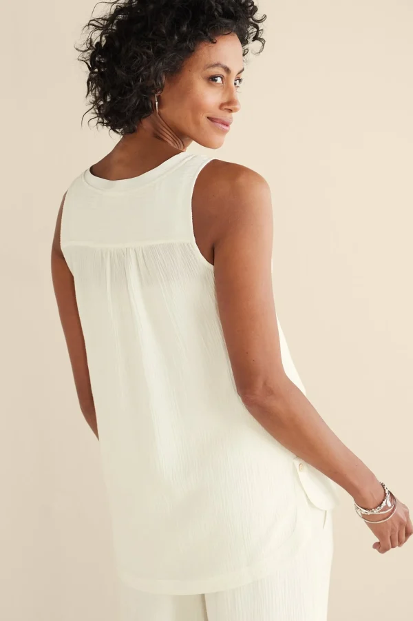 Vacation Shop | Gauze Shop-Soft Surroundings Oceo Gauze Tank Navy