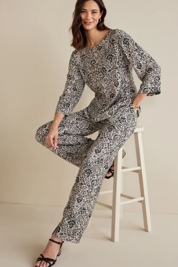Feminine Flourish | Into The Blues-Soft Surroundings Oceo Gauze Wide-Leg Pants Black