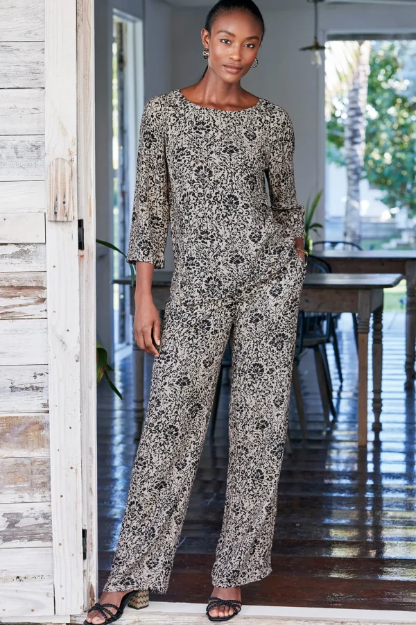 Feminine Flourish | Into The Blues-Soft Surroundings Oceo Gauze Wide-Leg Pants Black