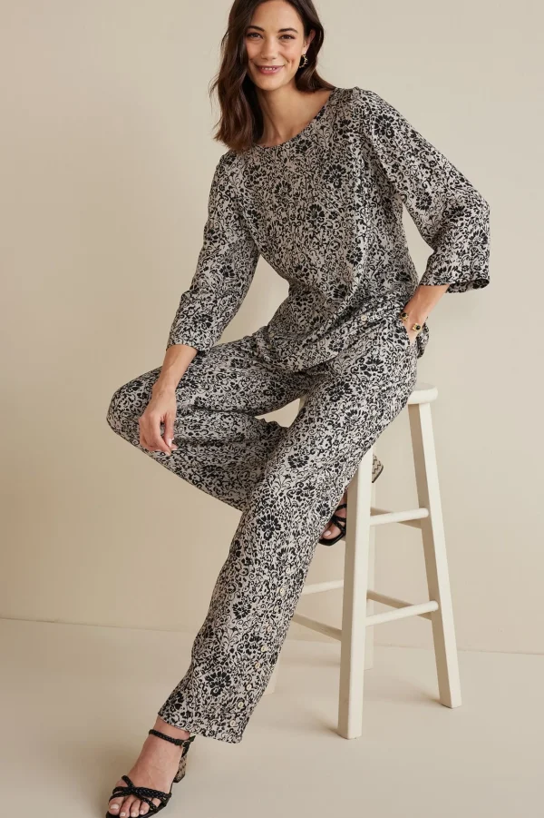Feminine Flourish | Into The Blues-Soft Surroundings Oceo Gauze Wide-Leg Pants Black