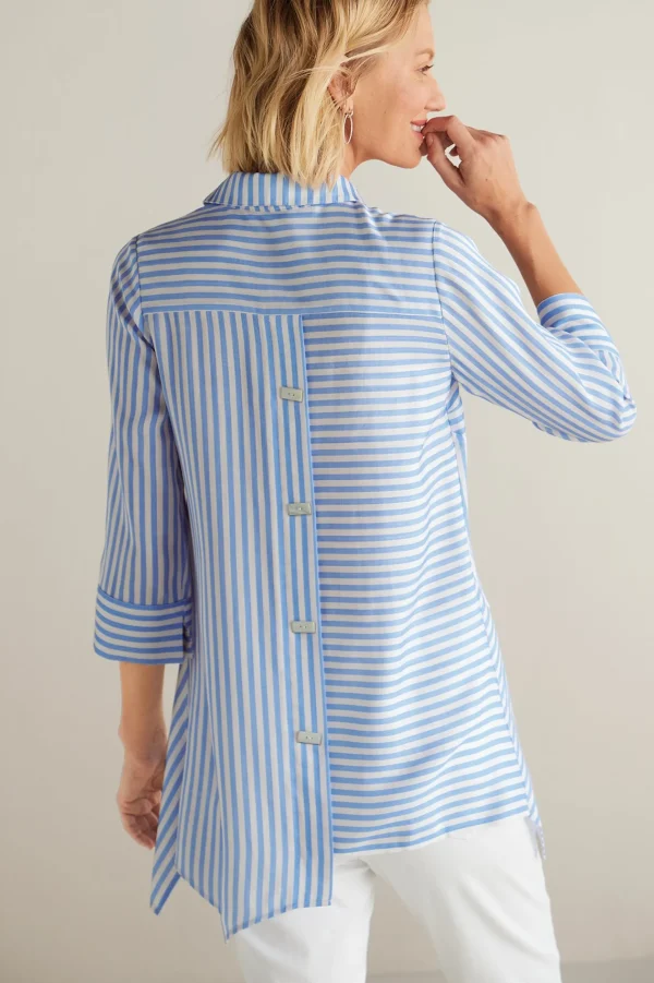 Into The Blues | Vacation Shop-Soft Surroundings On Pointe Shirt Palace Blue Stripe