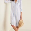 Linen Shop | vacation dresses-Soft Surroundings Petites Adalia Dress Blue/White