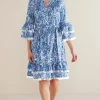 Into The Blues | Dresses-Soft Surroundings Petites Adeline Short Dress Spring Paisley Chambray