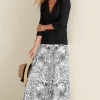 Skirts-Soft Surroundings Petites Amaranth Skirt Black White Floral